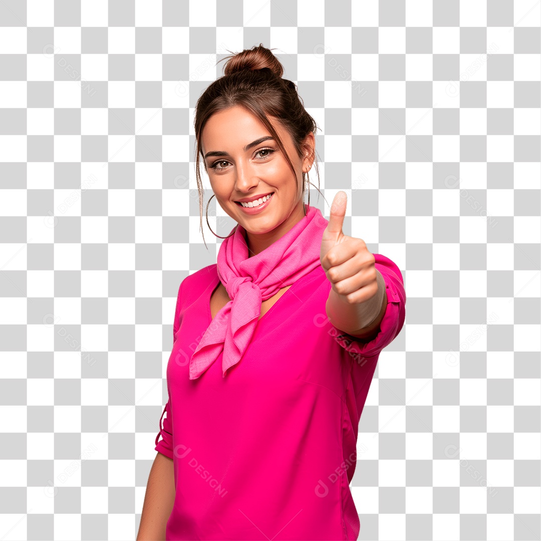 Mulher com Roupa Rosa Conscientização de Outubro Rosa PNG Transparente