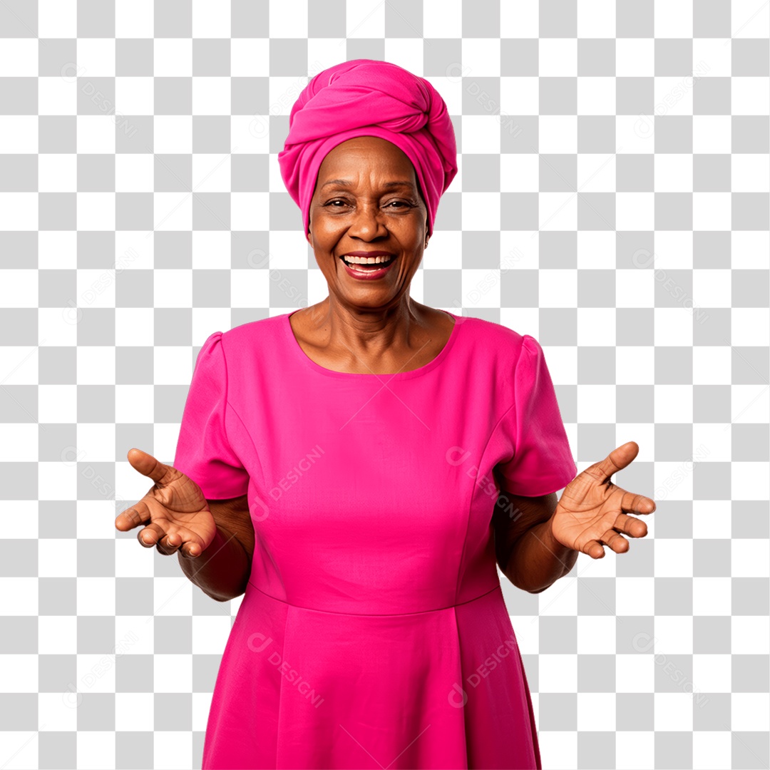 Mulher Idosa com Roupa Rosa Conscientização de Outubro Rosa PNG Transparente