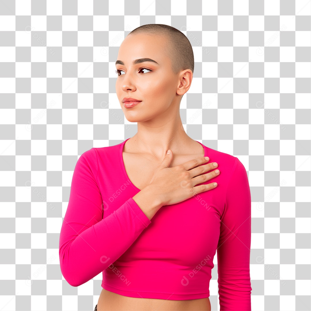 Mulher com Roupa Rosa Conscientização de Outubro Rosa PNG Transparente