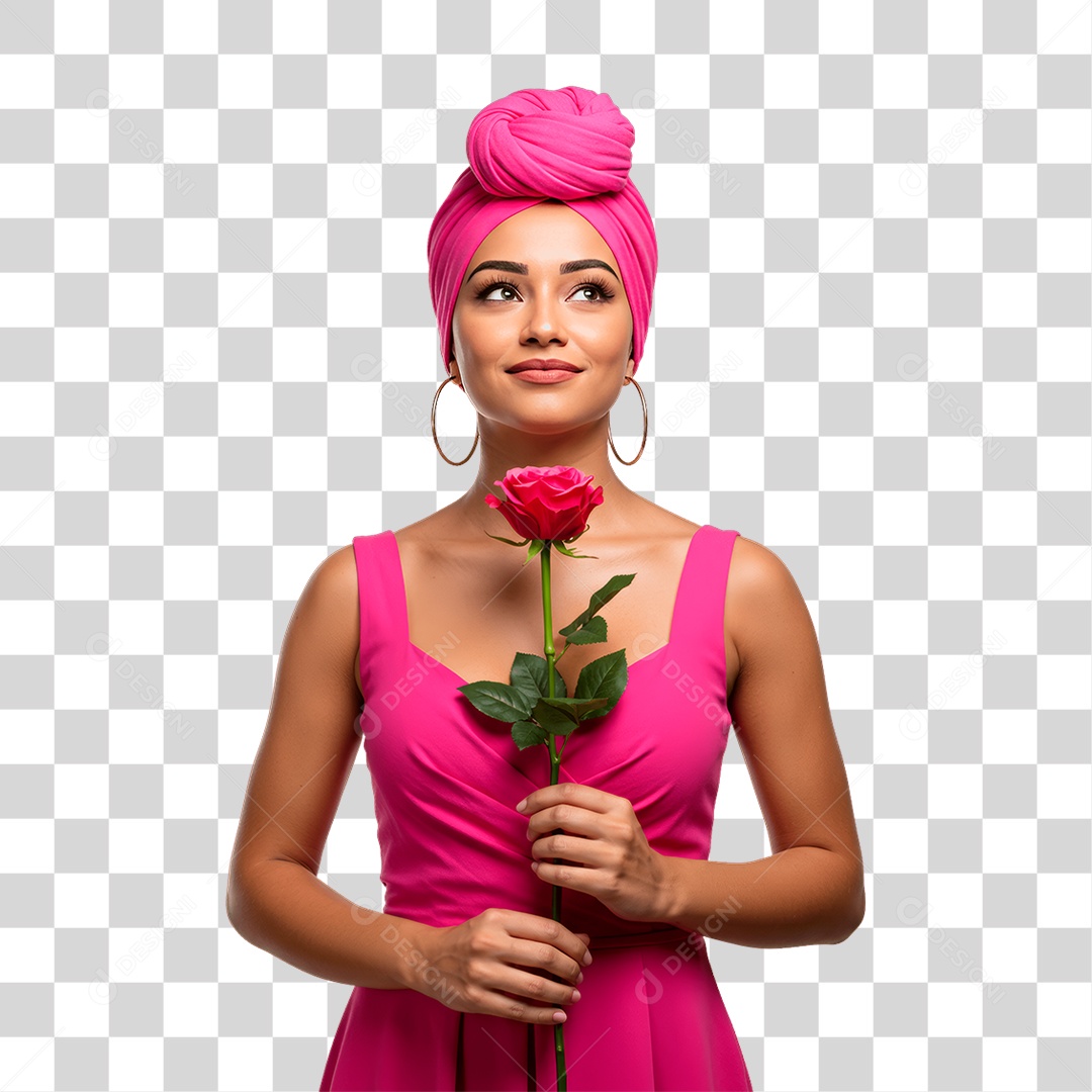 Mulher com Roupa Rosa Conscientização de Outubro Rosa PNG Transparente