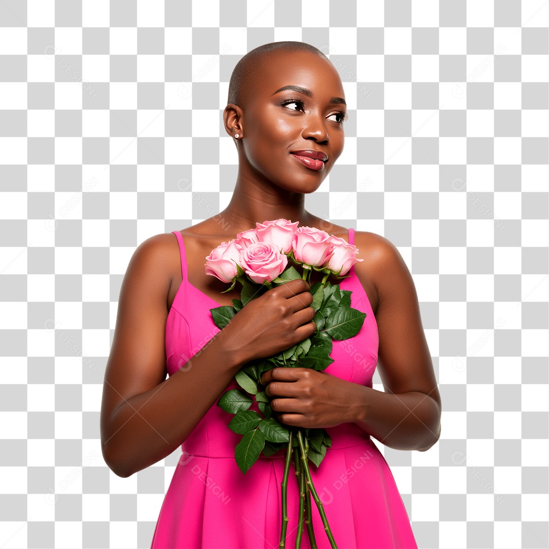 Mulher com Roupa Rosa Conscientização de Outubro Rosa PNG Transparente