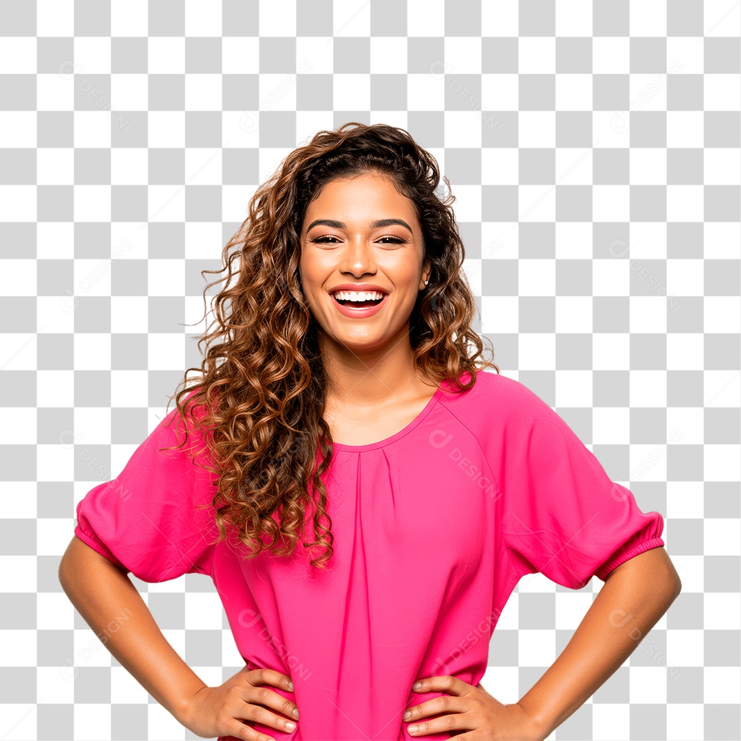 Mulher com Roupa Rosa Conscientização de Outubro Rosa PNG Transparente