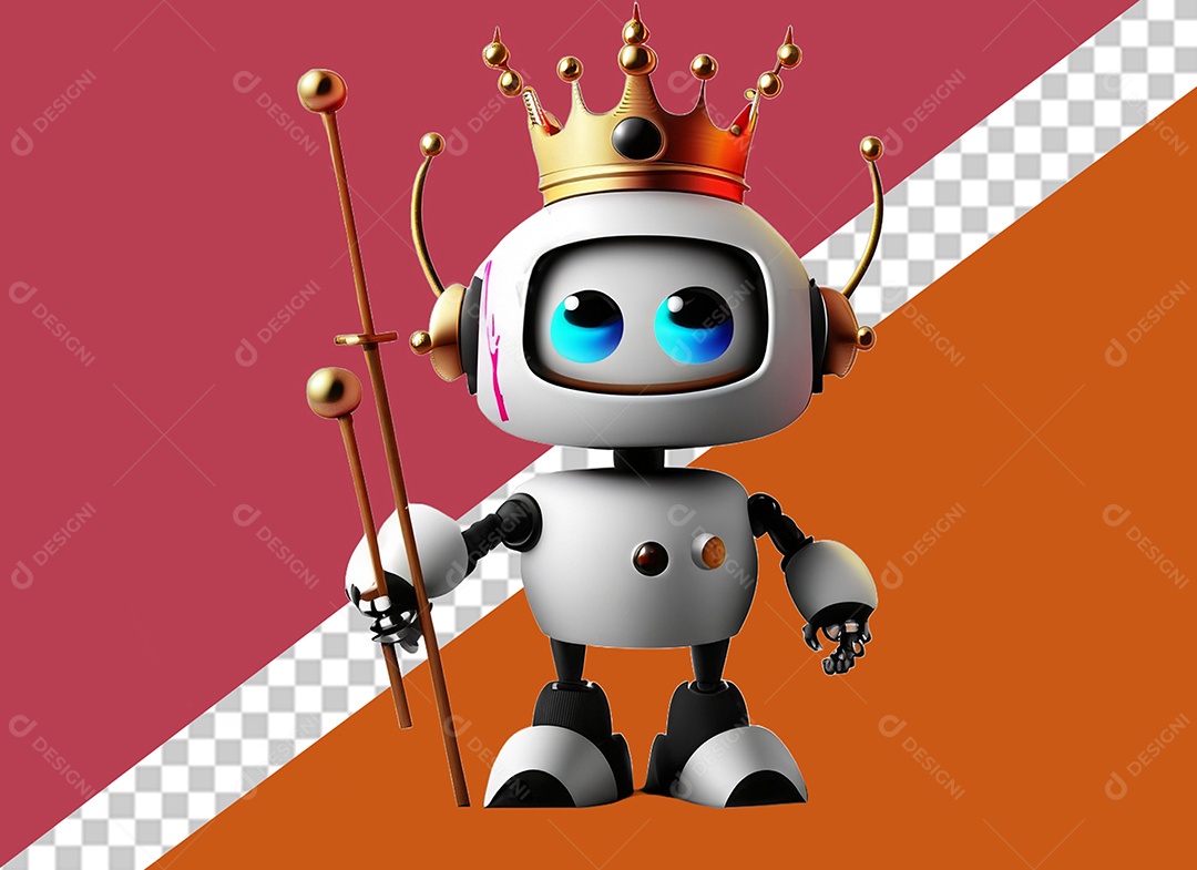 Personagem 3D de Robô Elemento para Composição PSD