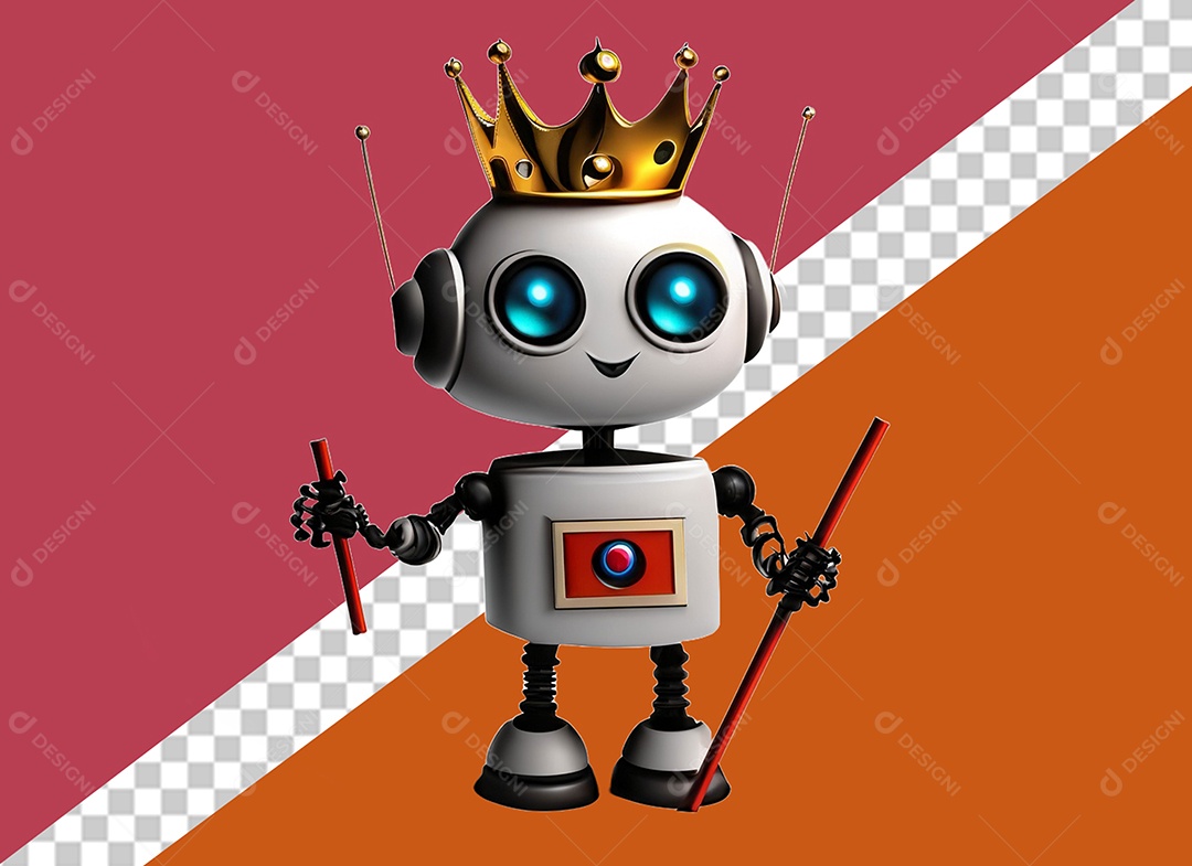 Personagem 3D de Robô Para Composição PSD