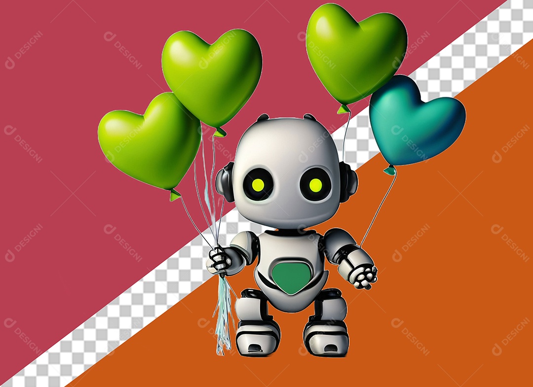 Personagem 3D de Robô Para Composição PSD