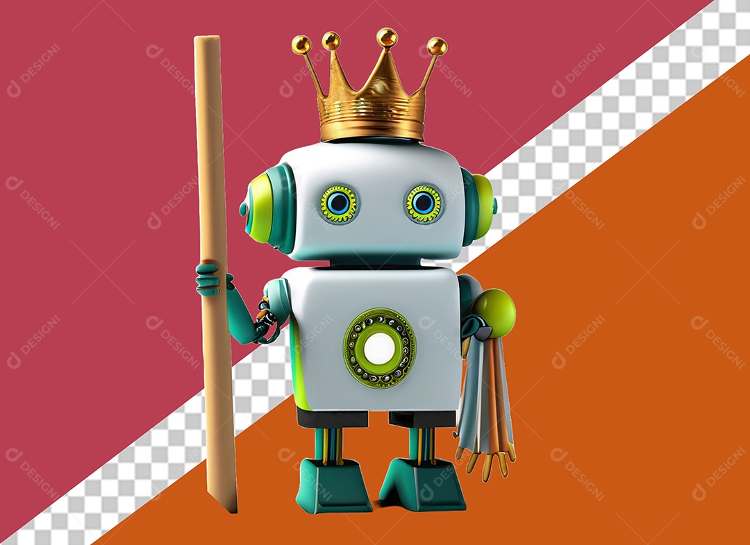 Personagem 3D de Robô Para Composição PSD