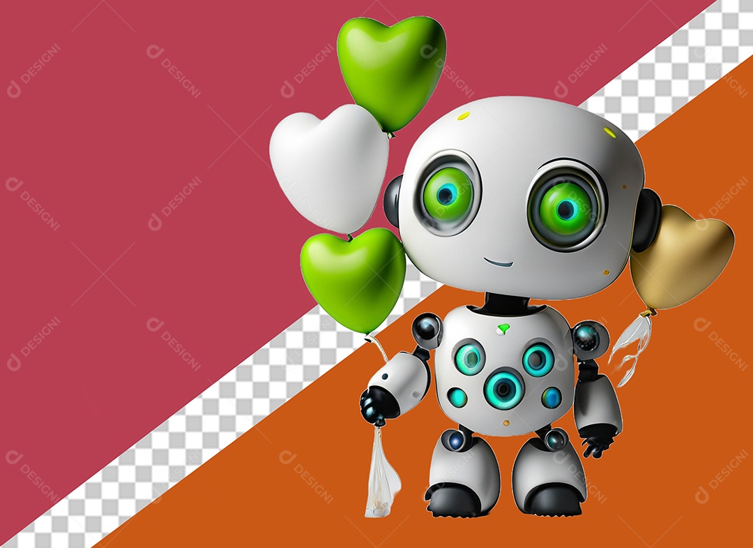 Personagem 3D de Robô Para Composição PSD