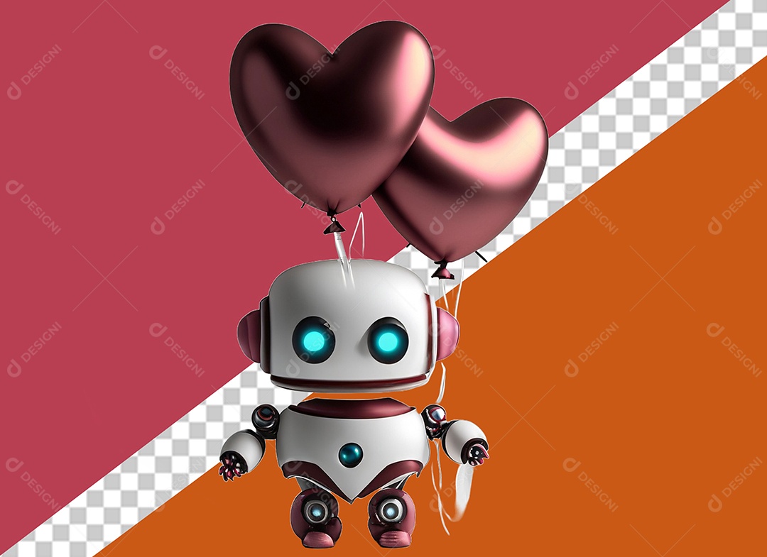 Personagem 3D de Robô Para Composição PSD