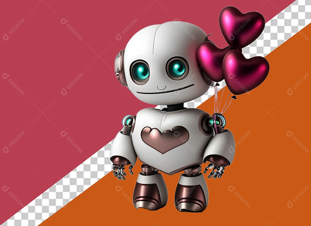 Personagem 3D de Robô Para Composição PSD