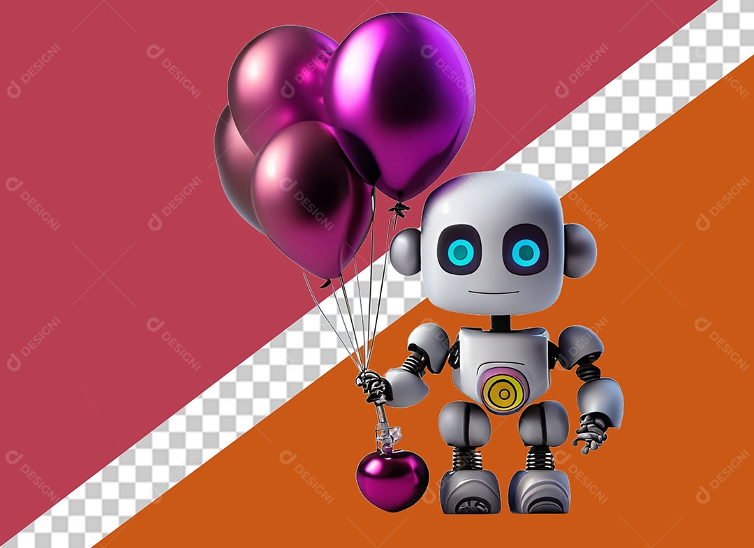 Personagem 3D de Robô Para Composição PSD