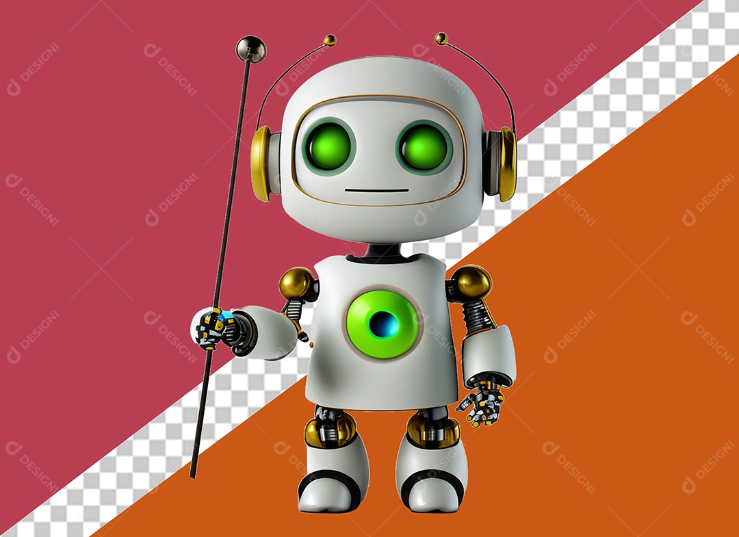 Personagem 3D de Robô Para Composição PSD
