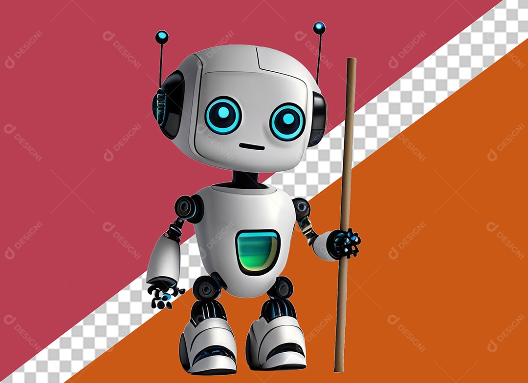 Personagem 3D de Robô Para Composição PSD