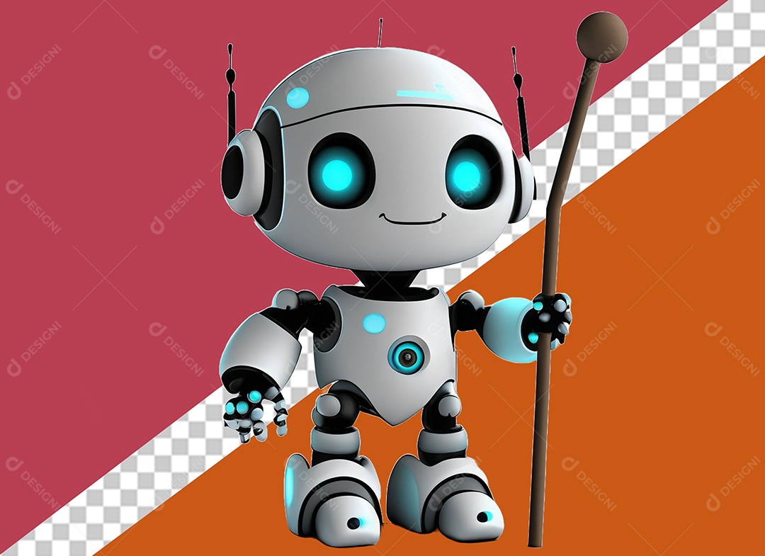 Personagem 3D de Robô Para Composição PSD