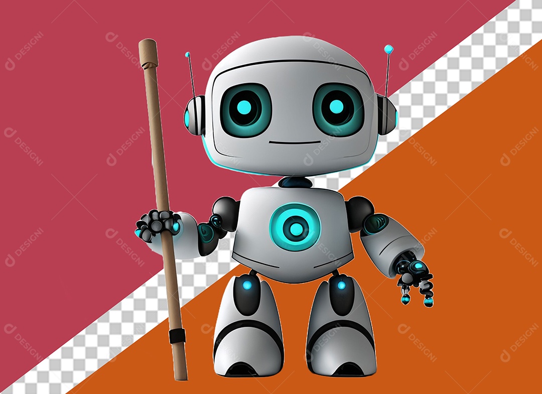 Personagem 3D de Robô Para Composição PSD