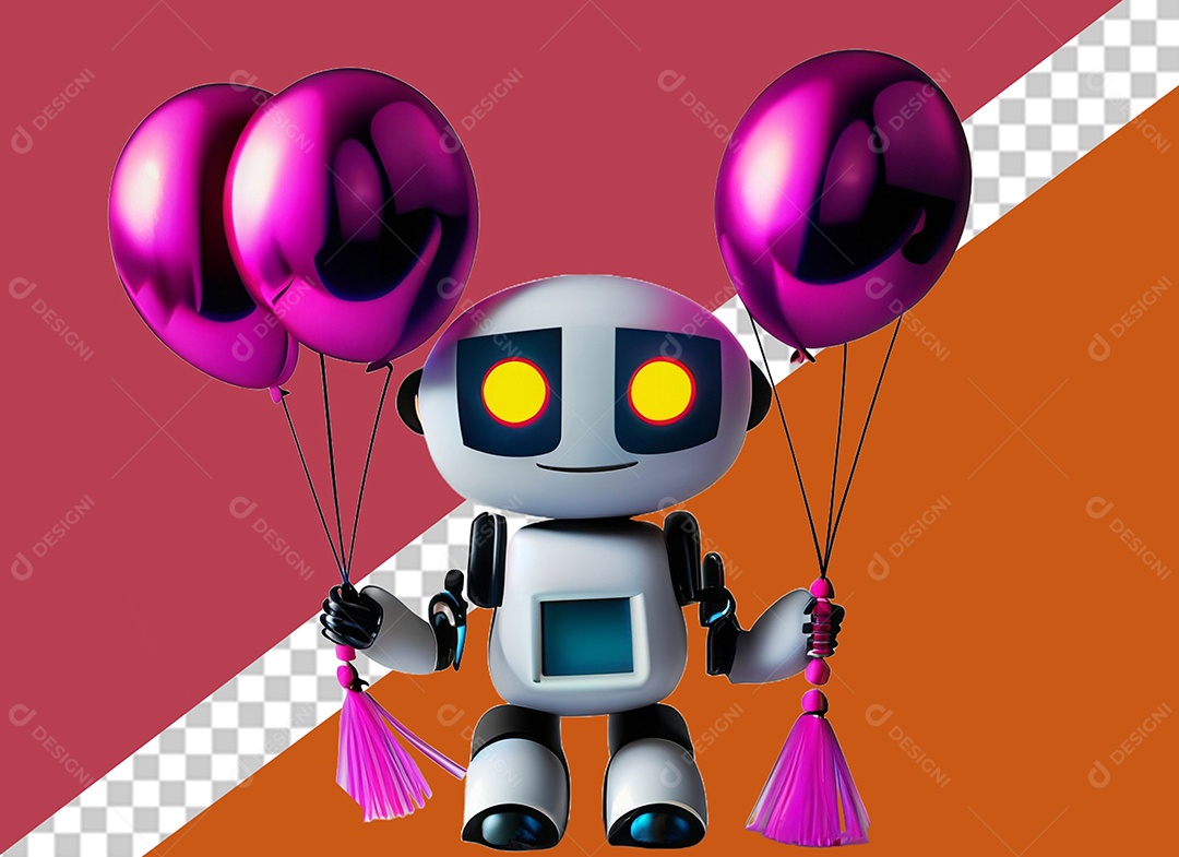 Personagem 3D de Robô Para Composição PSD