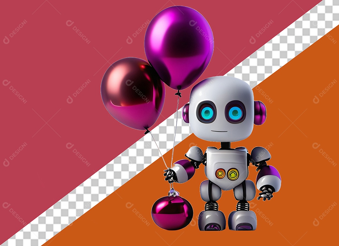 Personagem 3D de Robô Para Composição PSD
