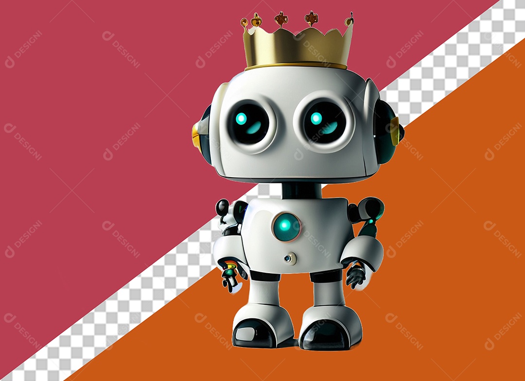 Personagem 3D de Robô Elemento para Composição PSD