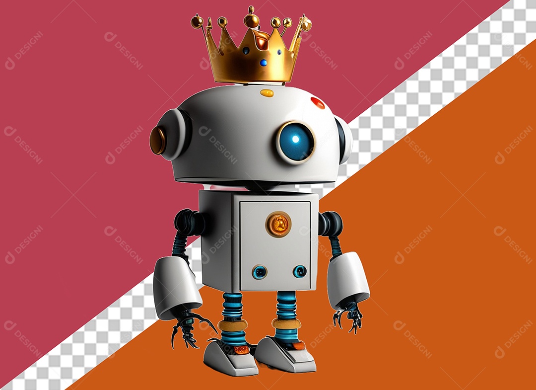 Personagem 3D de Robô Elemento para Composição PSD