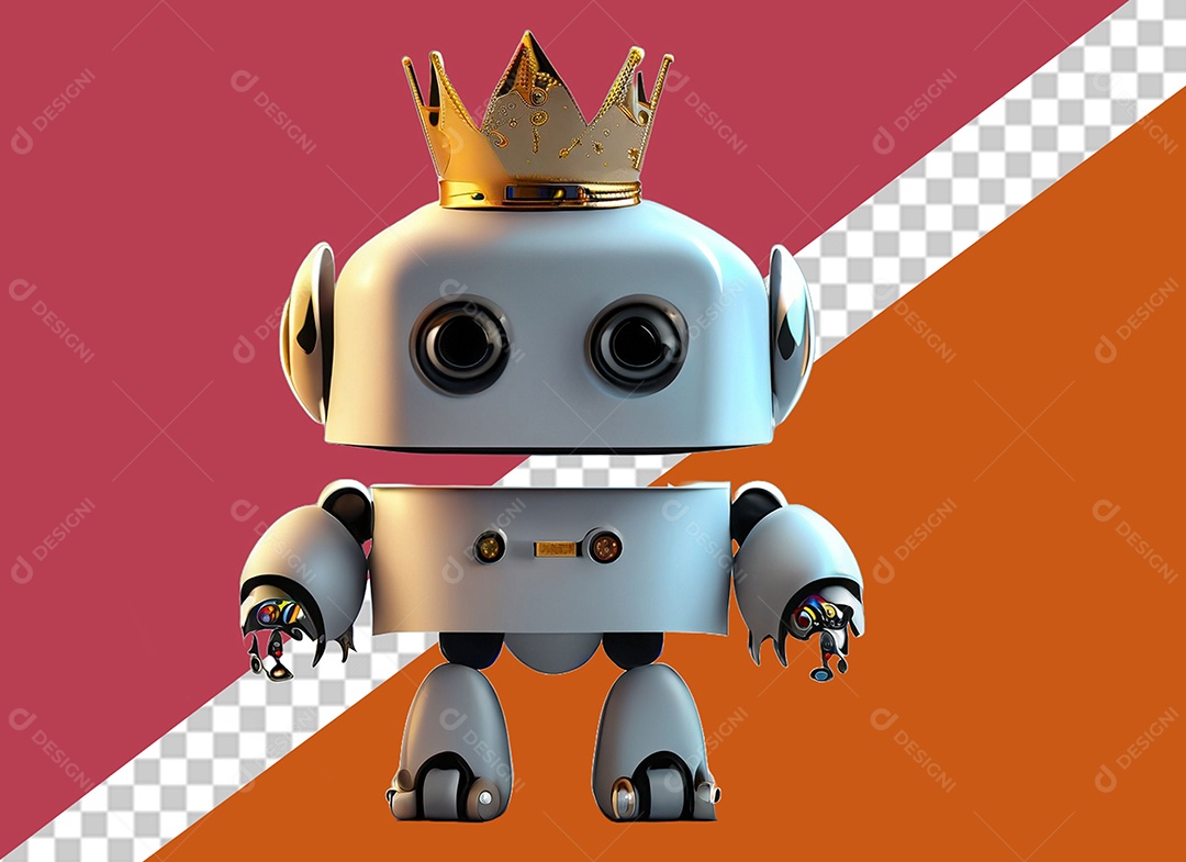 Personagem 3D de Robô Elemento para Composição PSD