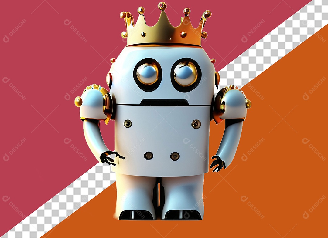 Personagem 3D de Robô Elemento para Composição PSD