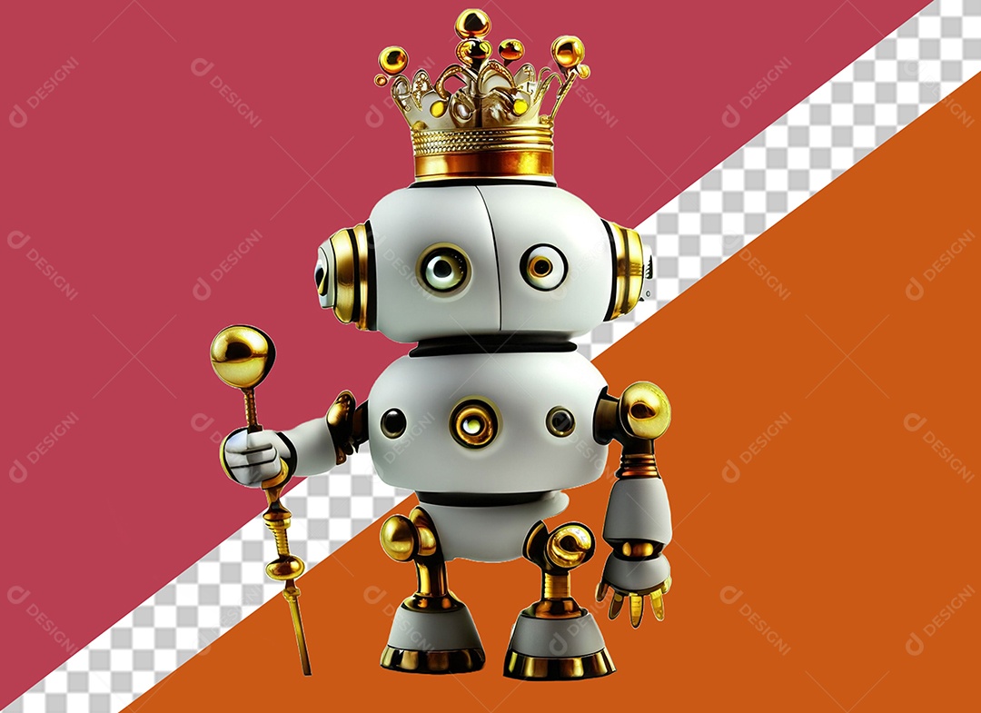 Personagem 3D de Robô Elemento para Composição PSD