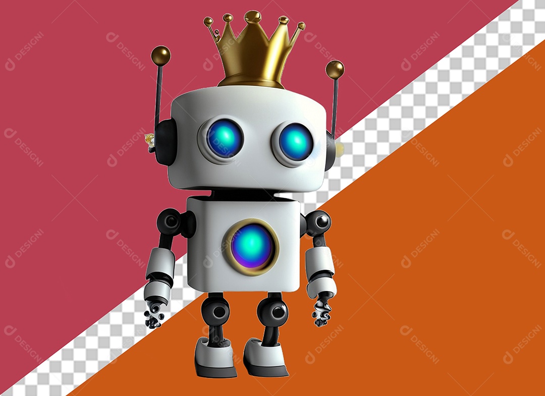 Personagem 3D de Robô Elemento para Composição PSD