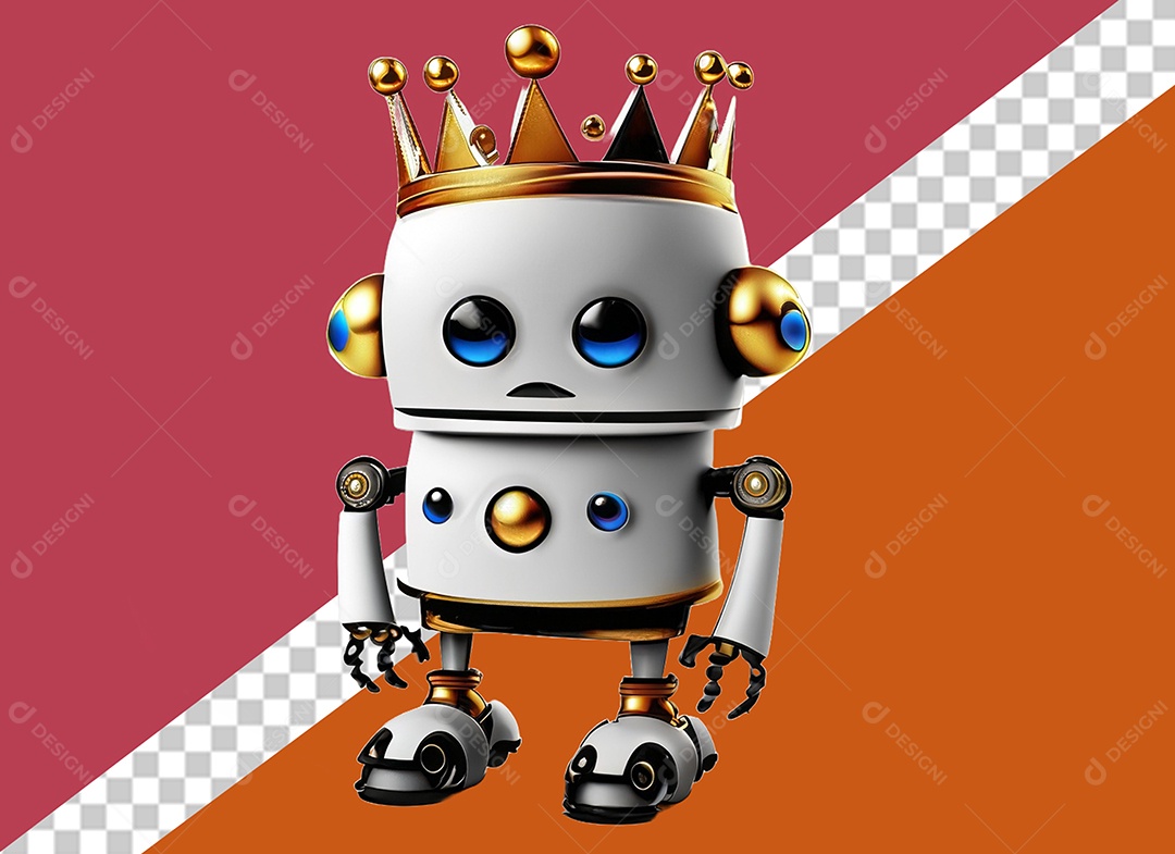 Personagem 3D de Robô Elemento para Composição PSD