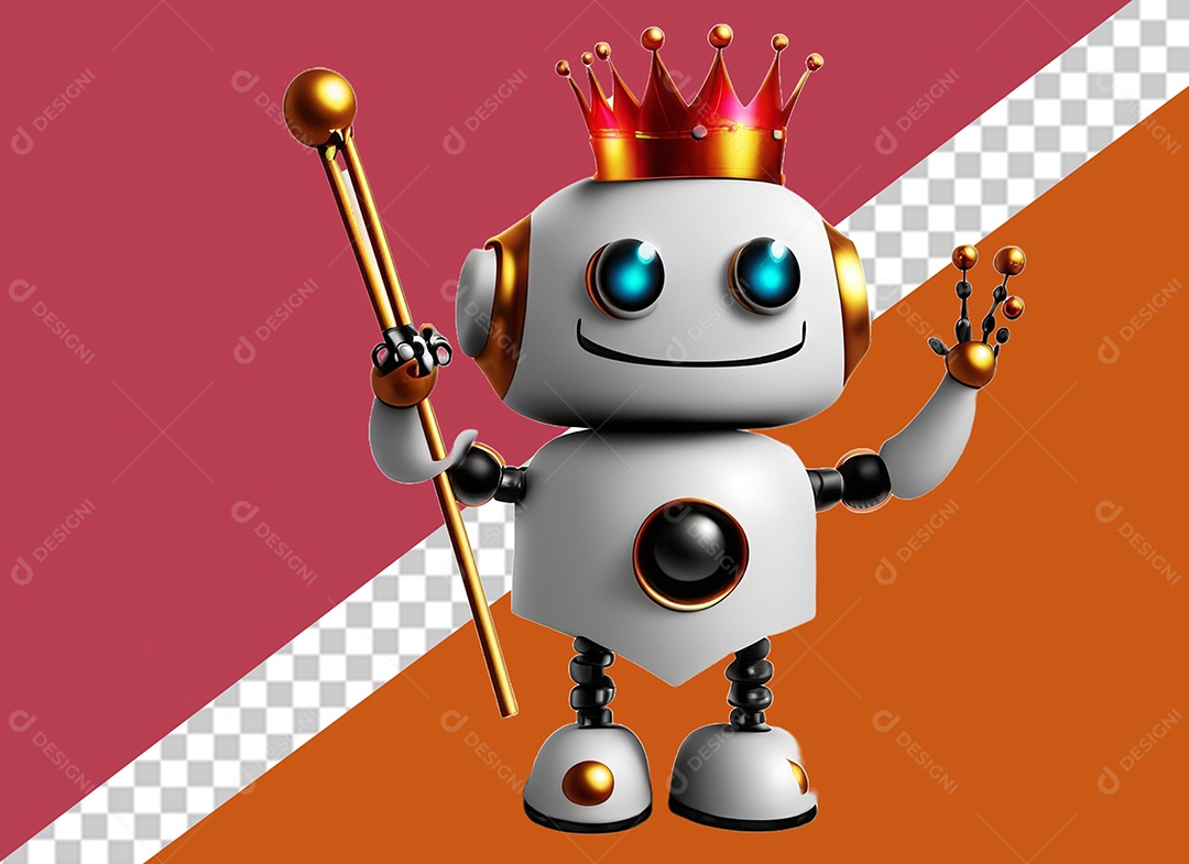 Personagem 3D de Robô Elemento para Composição PSD