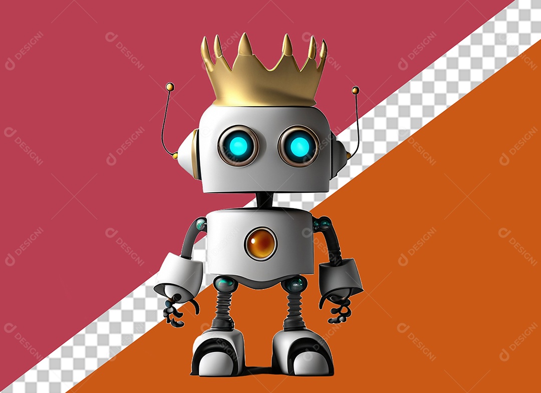 Personagem 3D de Robô Elemento para Composição PSD