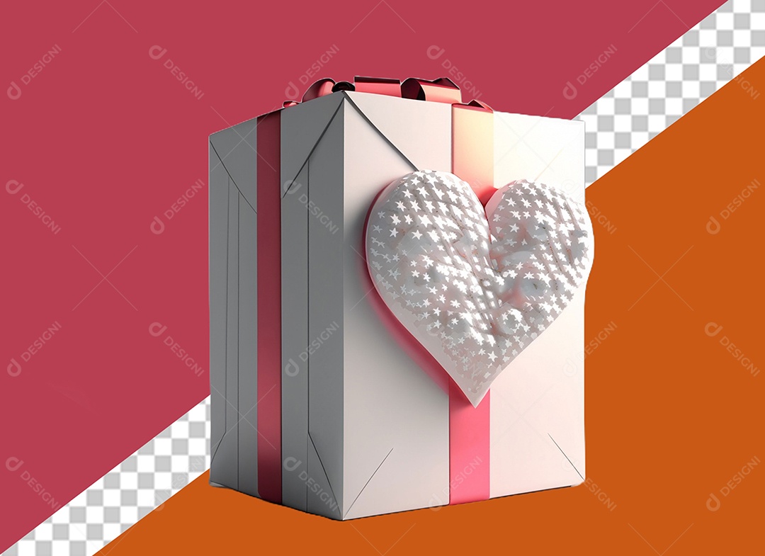 Elemento 3D Caixa de Presente Para Composição PSD