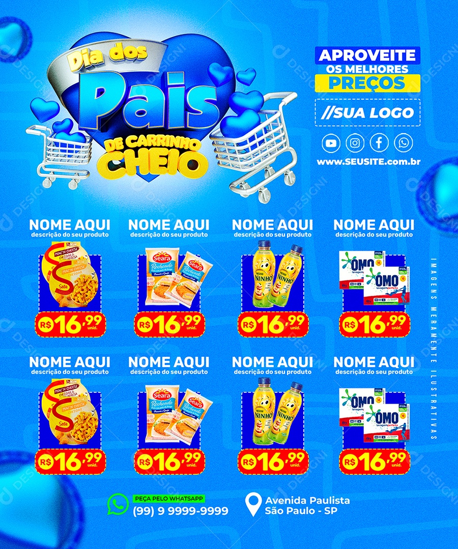 Mês dos Pais Supermercado Produtos Social Media PSD Editável