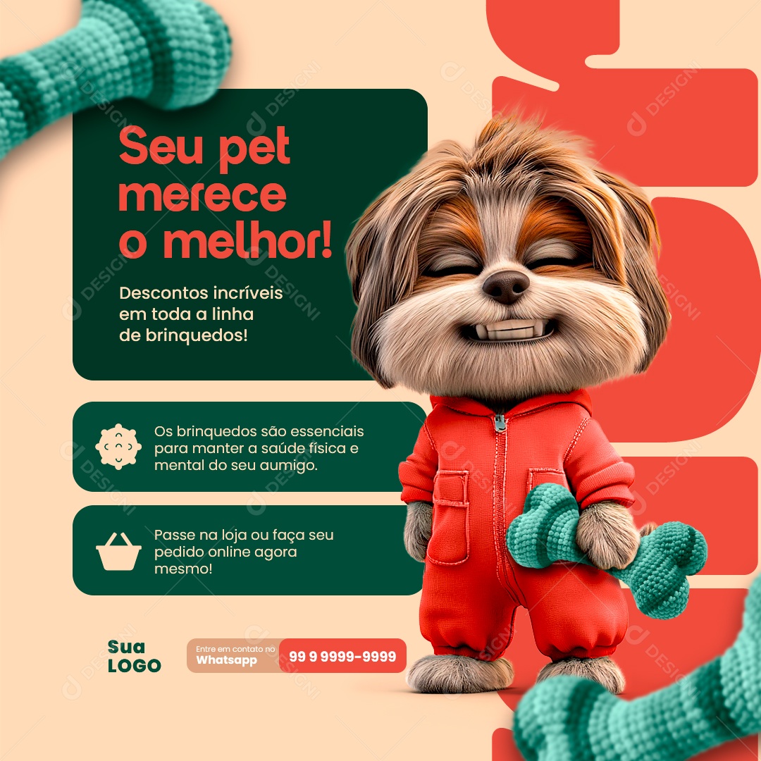 Pet Shop Seu Pet Merece o Melhor Social Media PSD Editável