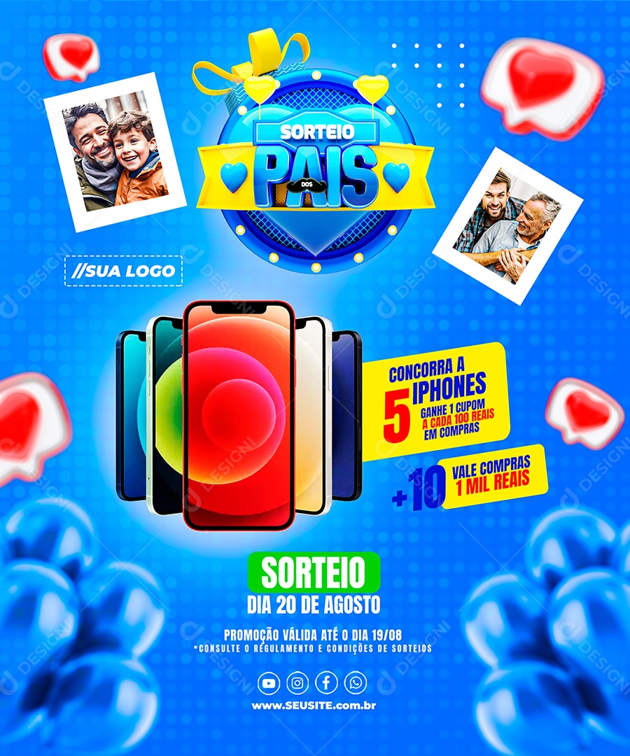 Social Media Mês Dos Pais Ganha Desconto especial PSD Editável