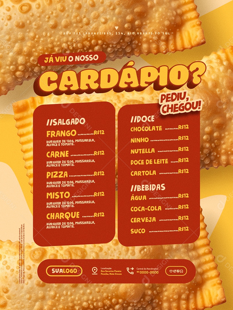 Pastelaria Já Viu o Nosso Cardápio Social Media PSD Editável