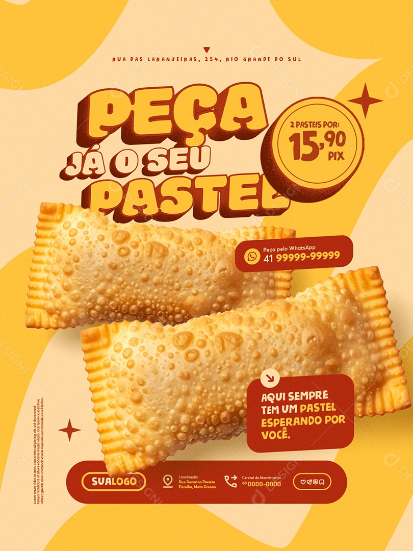 Pastelaria Peça Já o Seu Pastel Social Media PSD Editável