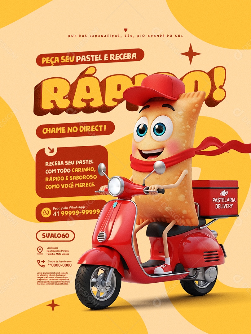 Pastelaria Peça seu Pastel e Receba Rápido Social Media PSD Editável