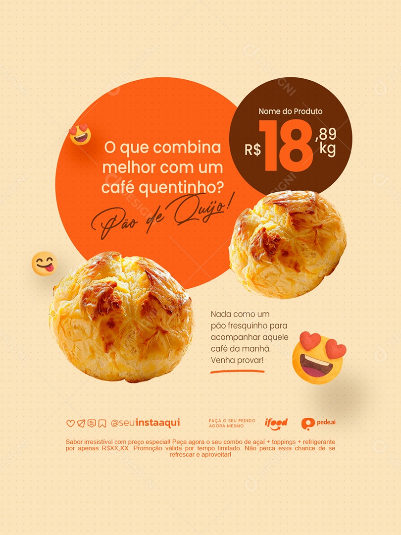 Padaria O Que Combina Melhor com Um Café Quentinho Social Media PSD Editável