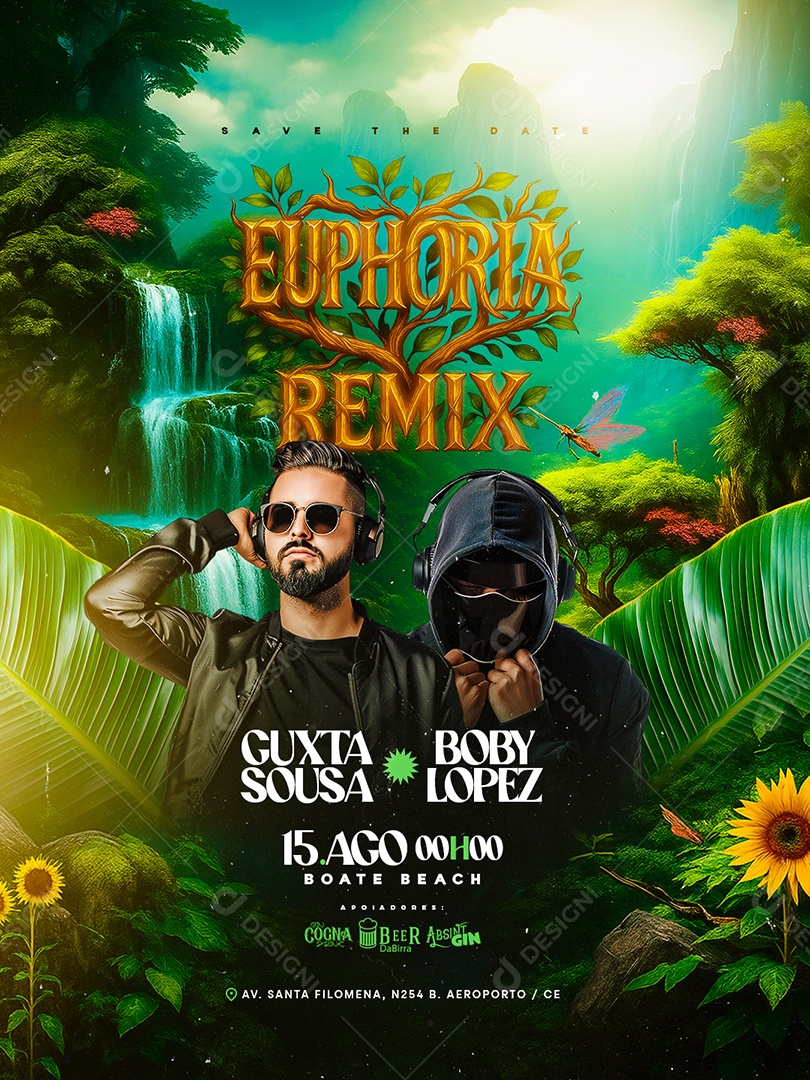 Flyer Euphoria Remix Social Media PSD Editável