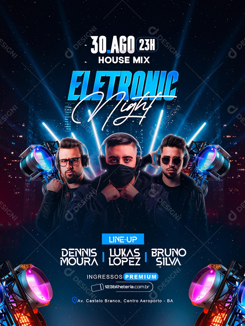 Flyer Eletronic Night Social Media PSD Editável