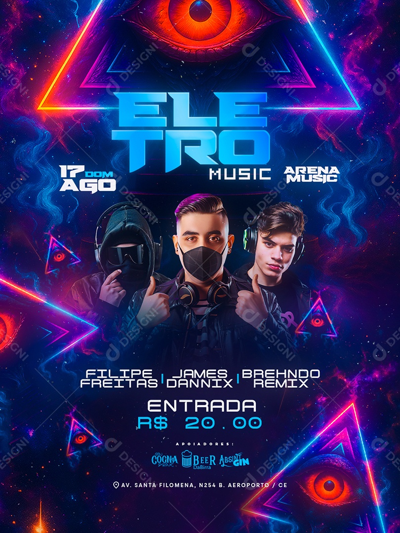 Flyer Eletro Music Social Media PSD Editável