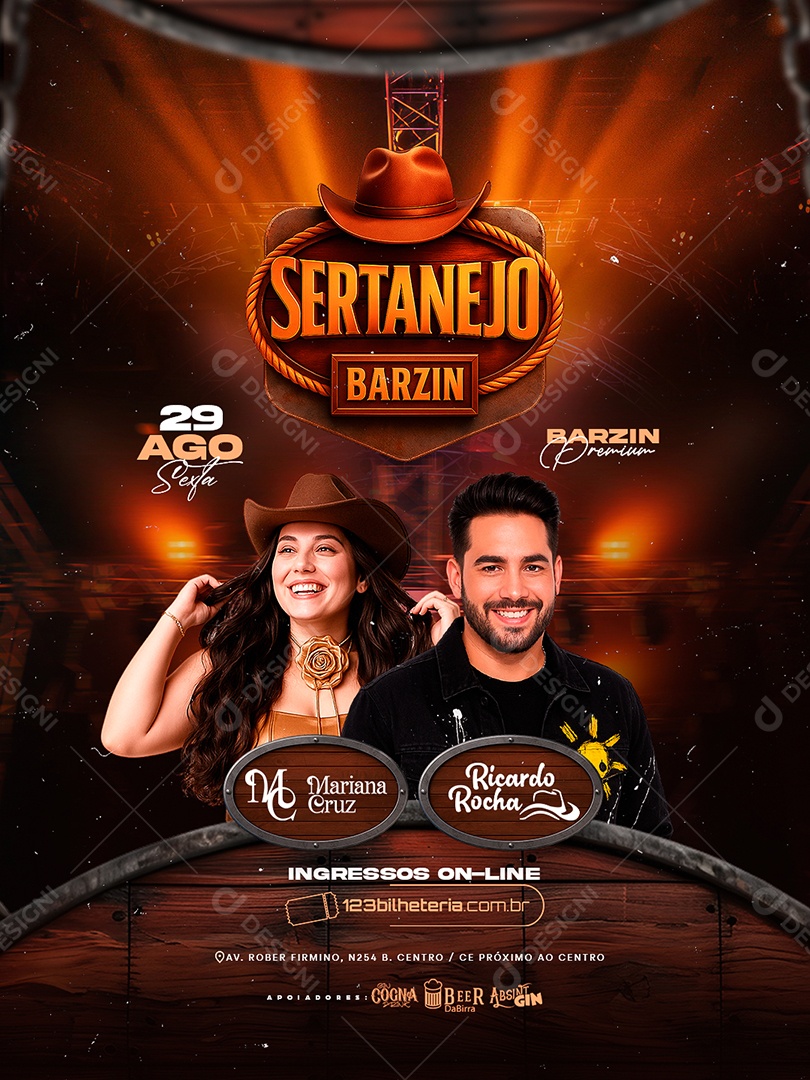 Flyer Sertanejo Barzin Social Media PSD Editável