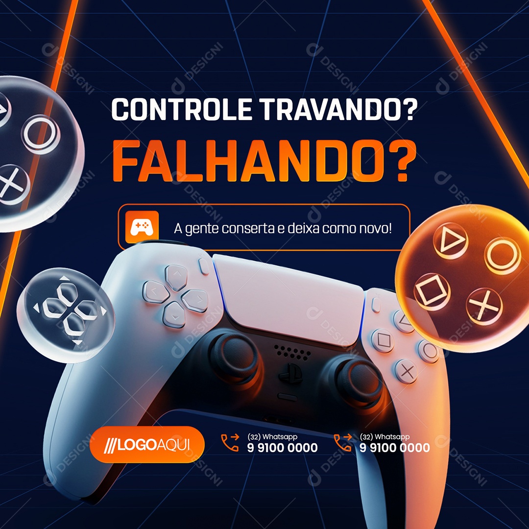Loja de Games Controle Travando Falhando Social Media PSD Editável