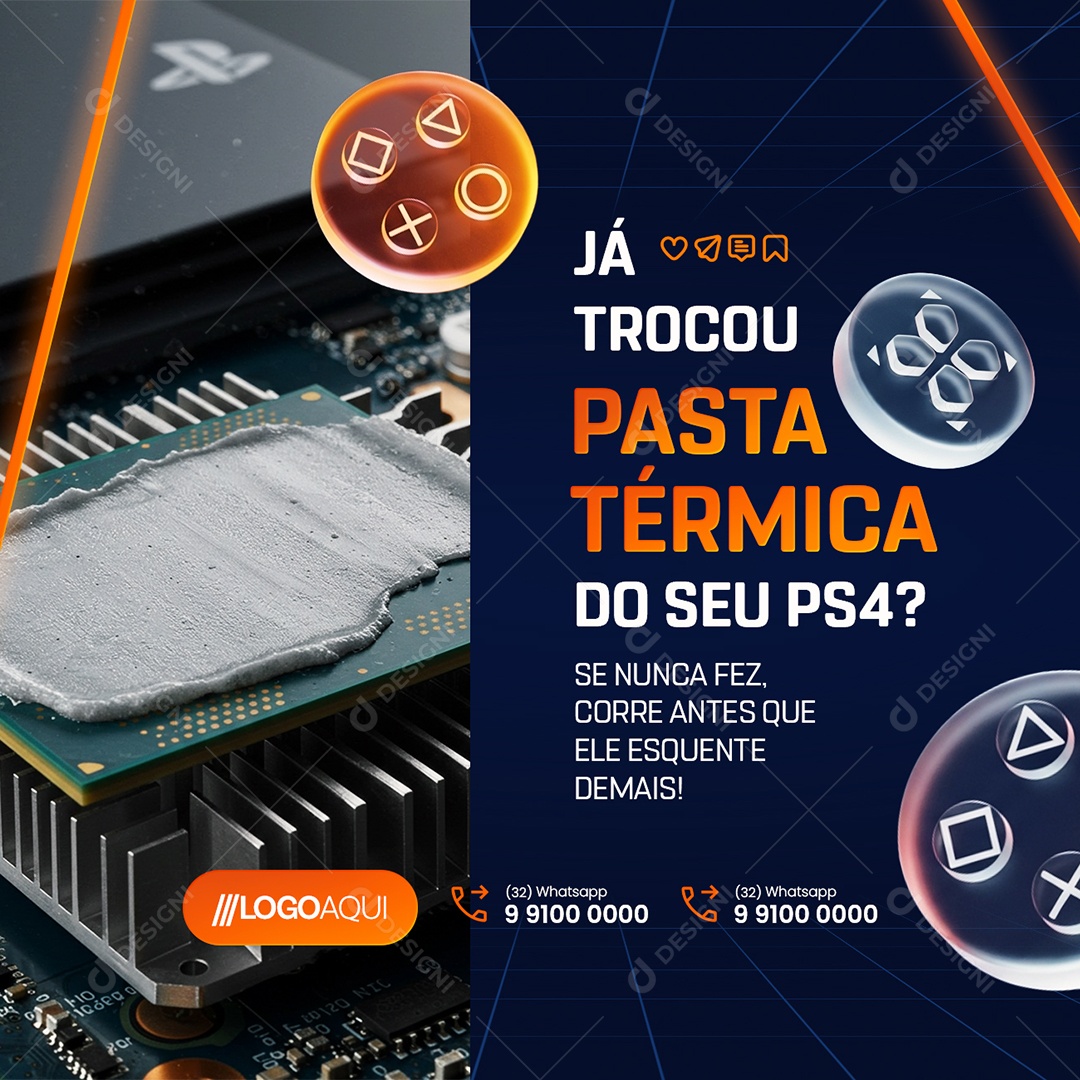 Loja de Games Já Trocou Pasta Térmica Social Media PSD Editável