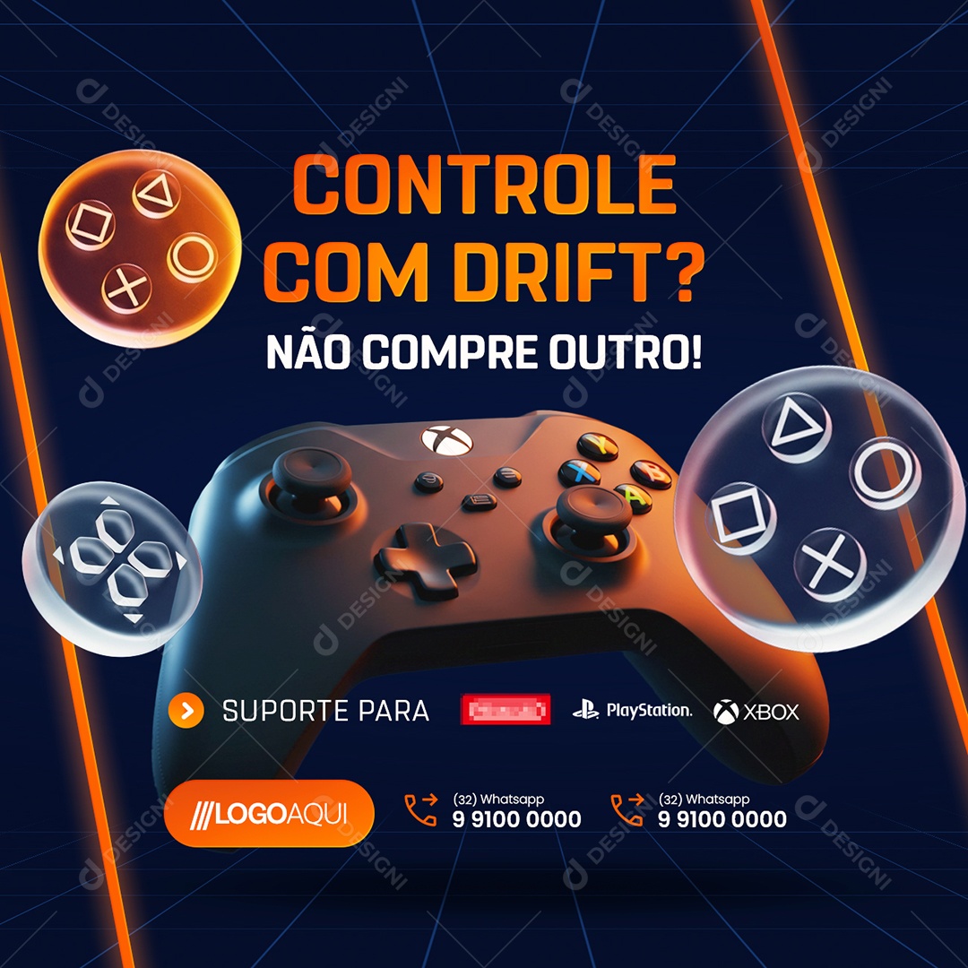 Loja de Games Controle com Drift Social Media PSD Editável