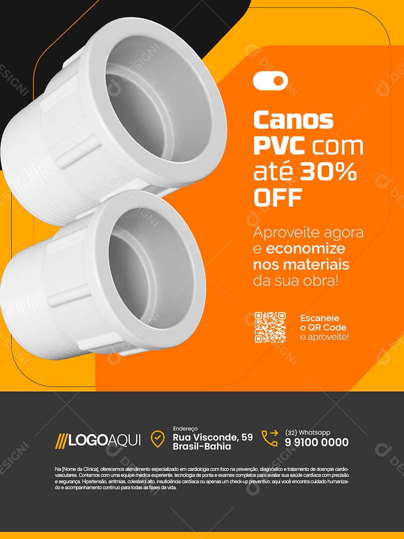 Loja de Tubos Canos PVC com Até 30% Off Social Media PSD Editável