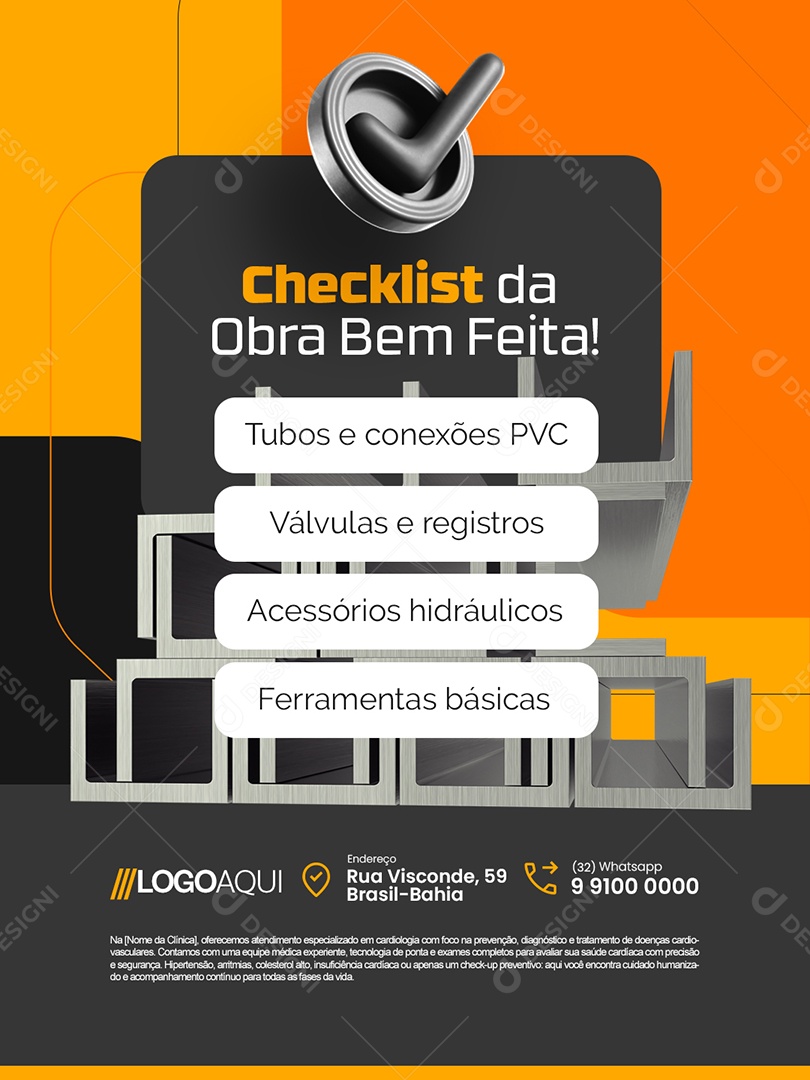 Loja de Tubos Checklist da Obra Bem Feita Social Media PSD Editável