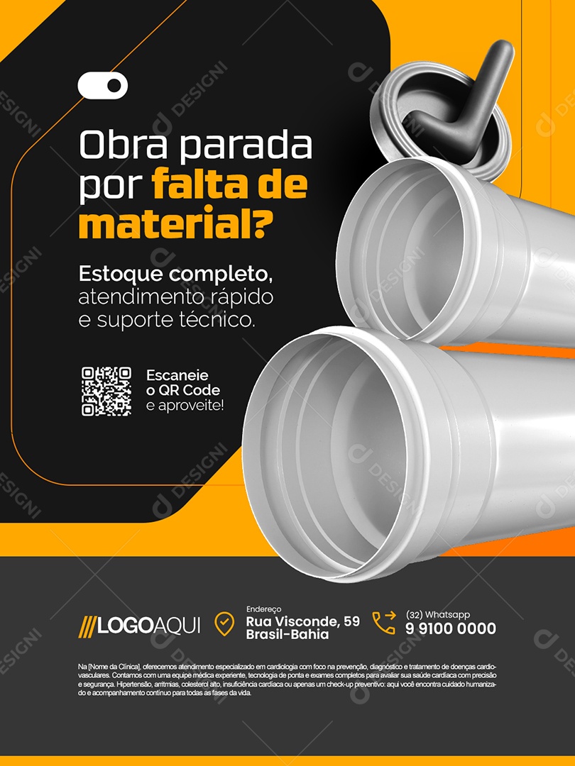 Loja de Tubos Obra Parada por Falta de Material Social Media PSD Editável