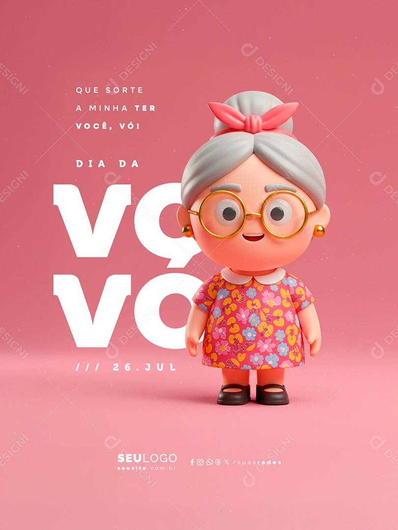 Dia da Vovó 26 de Julho Social Media PSD Editável