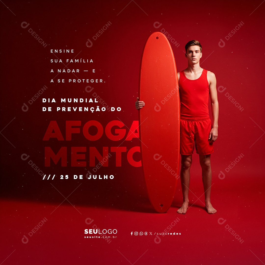 Dia Mundial de Prevenção do Afogamento 25 de Julho Social Media PSD Editável