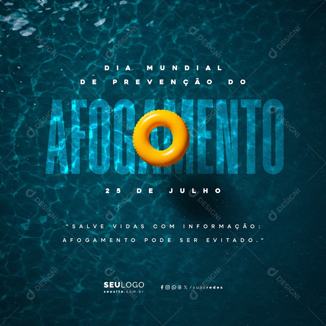 Dia Mundial de Prevenção do Afogamento 25 de Julho Social Media PSD Editável